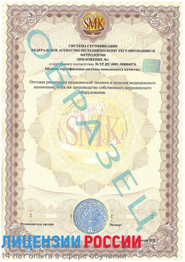 Образец сертификата соответствия (приложение) Нефтегорск Сертификат ISO 13485